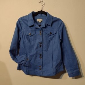 French Blue jean style jacket 4 pockets Med Petite heavy canvas Norm Thompson